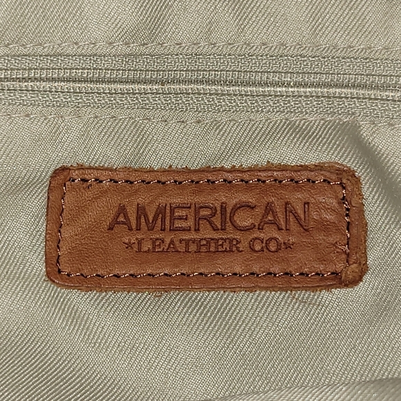 American Leather Co Triple Entry Zippered and Snap Shoulder Bag Tan - Picture 10 of 11